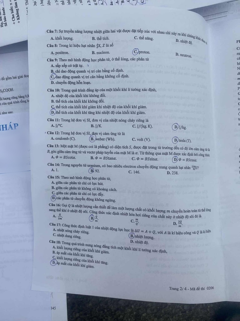 Đáp án gợi ý, đề thi môn Vật lý mã đề 0206 tốt nghiệp THPT 2025 chính xác nhất - 3