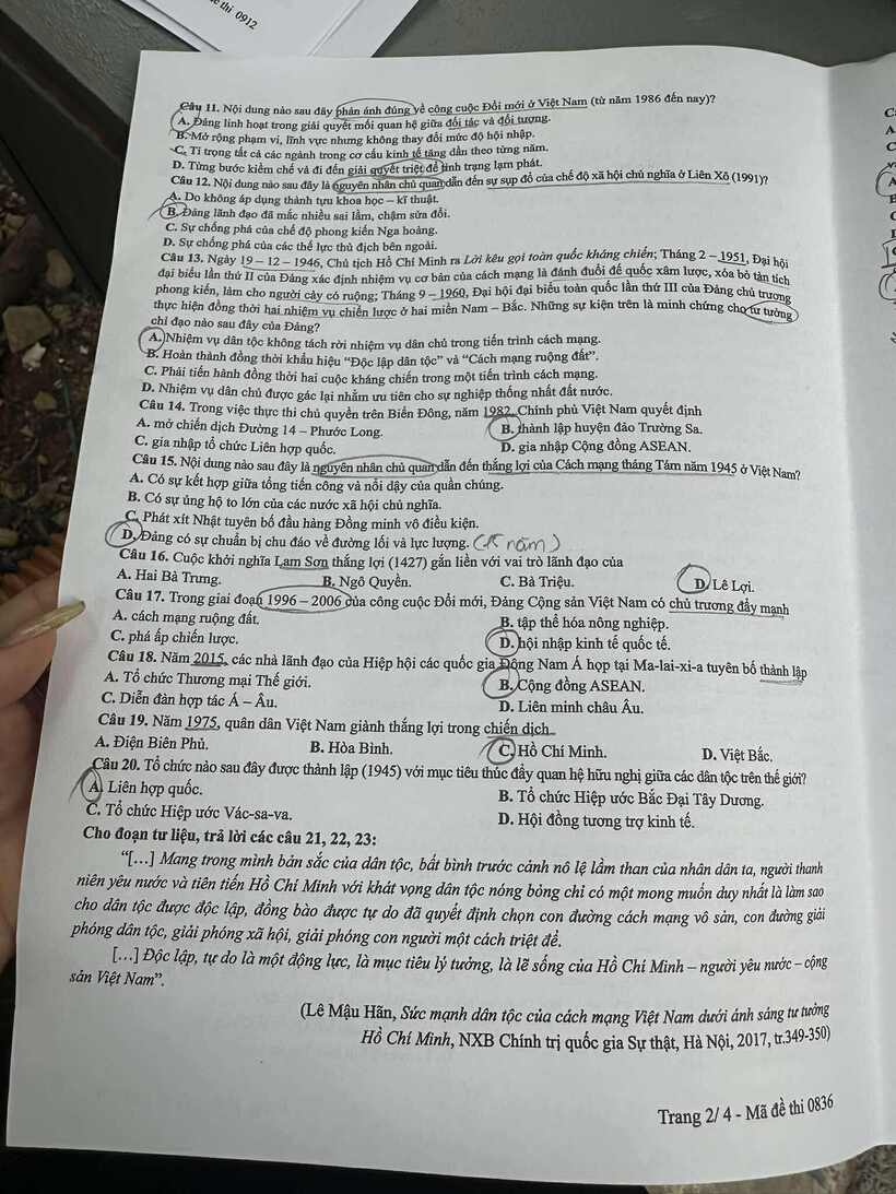 Gợi ý đáp án,  đề thi môn Lịch sử mã đề 0836 tốt nghiệp THPT 2025 chính xác nhất - 3