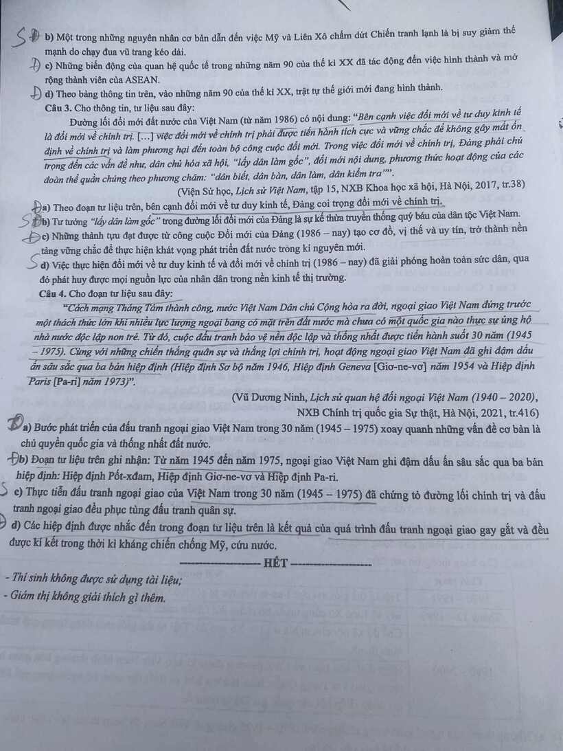 Đề thi môn Lịch sử mã đề 0805 tốt nghiệp THPT 2025