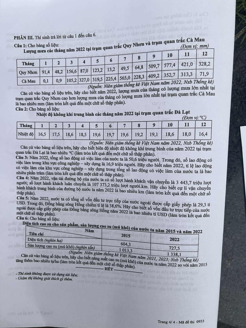 Đáp án, đề thi môn Địa lý mã đề 0933 Tốt nghiệp THPT 2025 chính xác nhất - 5