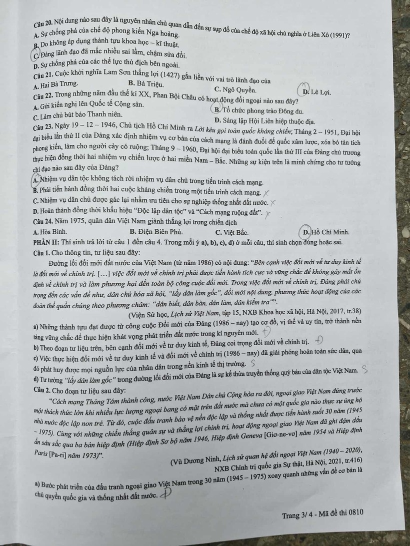 Gợi ý đáp án,  đề thi môn Lịch sử mã đề 0810 tốt nghiệp THPT 2025 chính xác nhất - 4