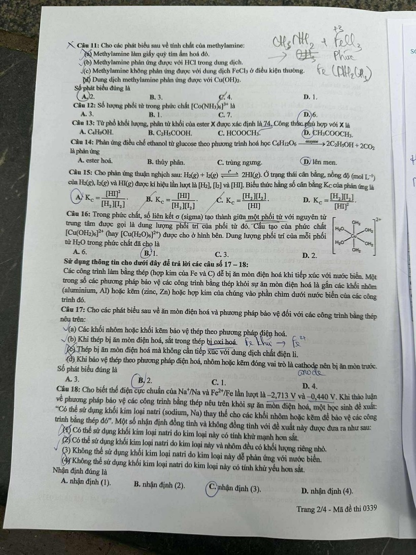 Gợi ý đáp án, đề thi môn Hóa học mã đề 0339 tốt nghiệp THPT 2025 chính xác nhất - 3