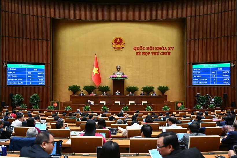 Quốc hội biểu quyết thông qua dự thảo Luật sửa đổi, bổ sung một số điều của Bộ luật Tố tụng hình sự. Ảnh: media.quochoi.vn