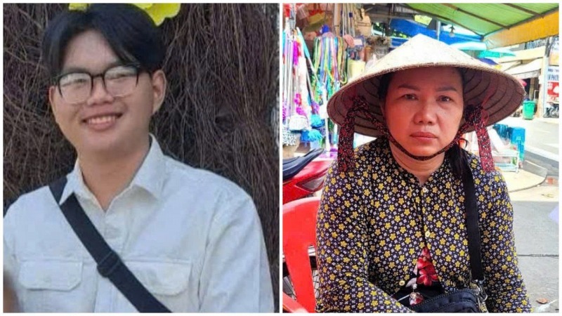 Hình ảnh em Nguyễn Văn Bảo và bà Bùi Thị Ngọc Bình chia sẻ việc con trai mình mất tích 6 ngày nay. (Ảnh: CAND)