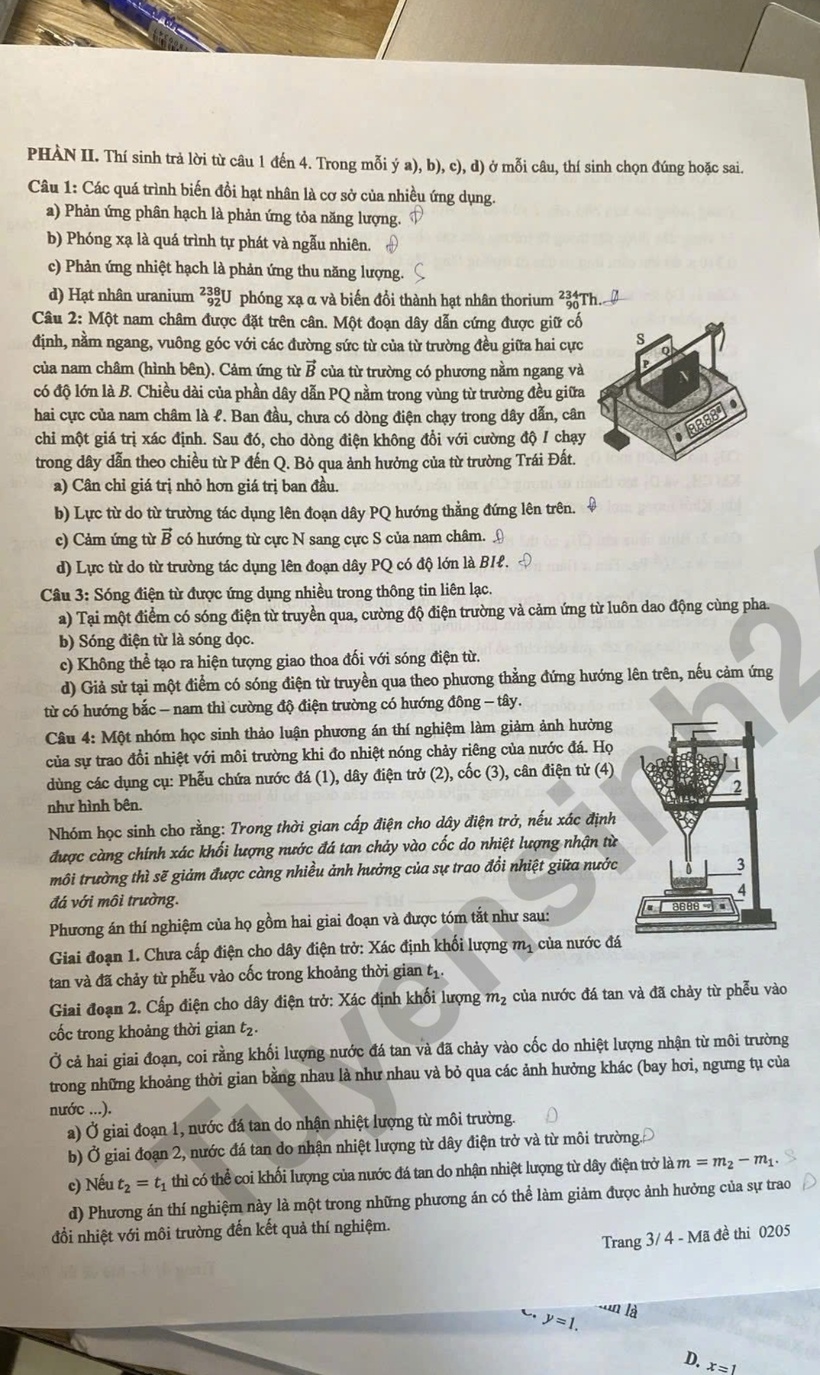 Đáp án gợi ý, đề thi môn Vật lý mã đề 0205 tốt nghiệp THPT 2025 chính xác nhất - 4