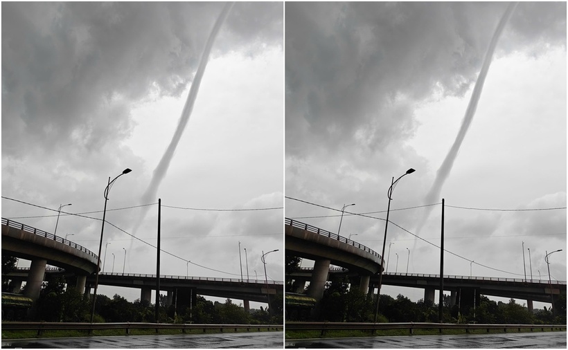 Vòi rồng xuất hiện ở Bắc Ninh trưa 28/6. (Ảnh: VNE)