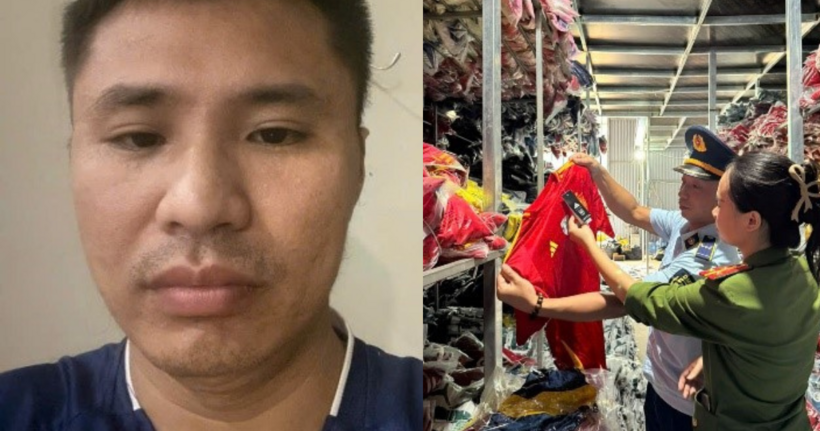 Đối tượng Nguyễn Văn Quang là chủ kho hàng chứa hơn 35.000 bộ quần áo thể thao giả mạo nhãn hiêu. Ảnh: CACC.