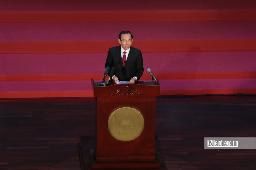 Ông Nguyễn Văn Nên - Ủy viên Bộ Chính trị, Bí thư Thành ủy Tp.HCM phát biểu tại lễ công bố.