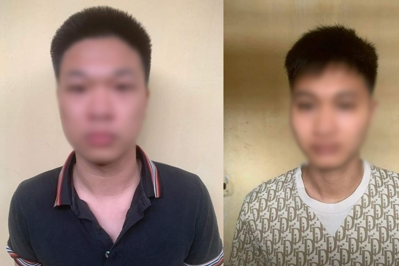 Hai đối tượng tại cơ quan điều tra. Ảnh: Thanh Niên