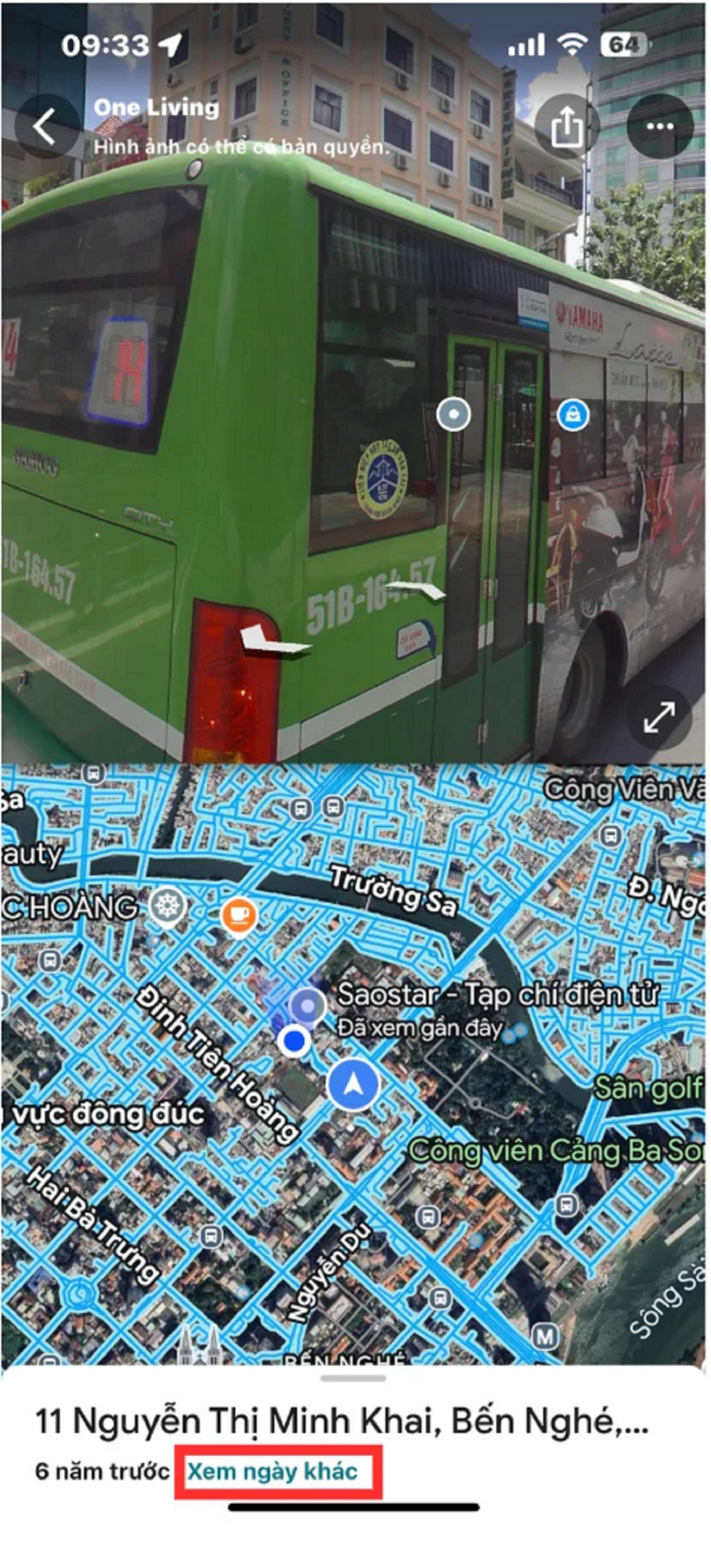 Bước 4: Tìm và nhấp vào mục "Xem ngày khác" (See more dates) ở góc dưới bên trái màn hình. Tại đây, bạn sẽ thấy các mốc thời gian khác nhau mà Google đã chụp ảnh tại địa điểm đó.