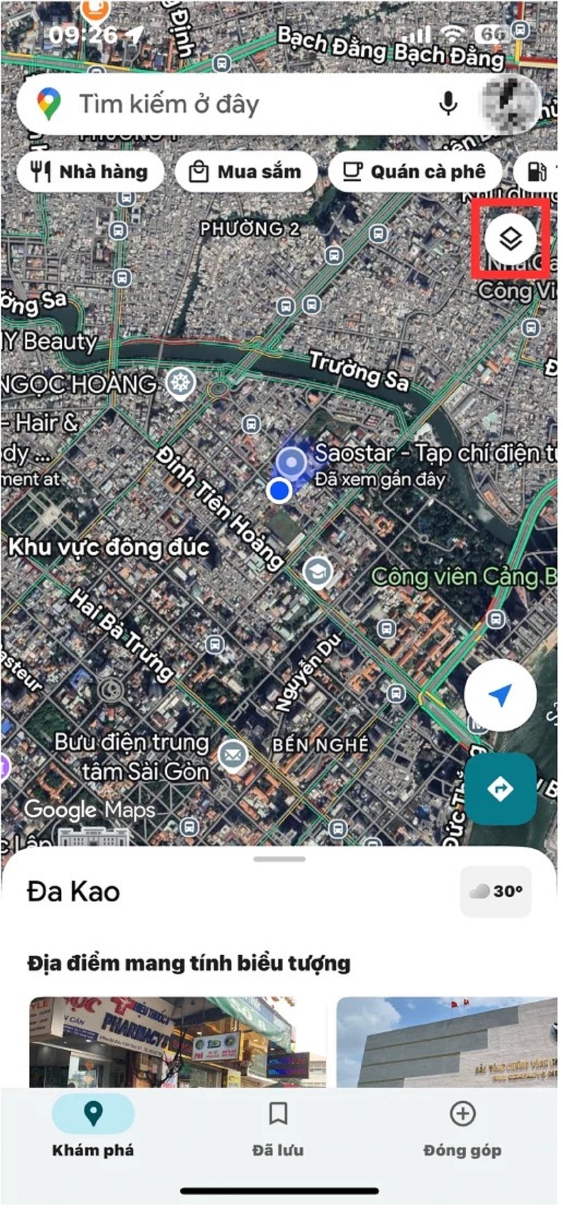 Bước 1: Mở ứng dụng Google Maps và gõ tên địa chỉ mà bạn muốn "ghé thăm" trong quá khứ.