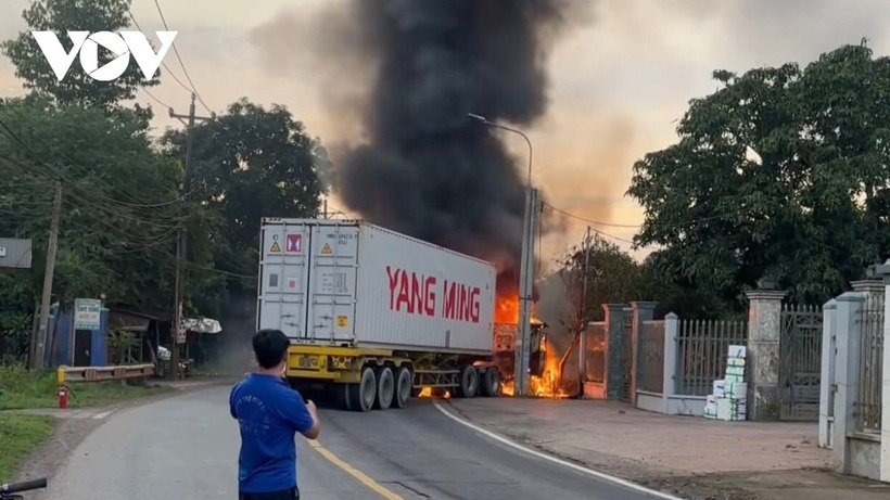 Hiện trường vụ tai nạn giao thông. Ảnh: VOV.