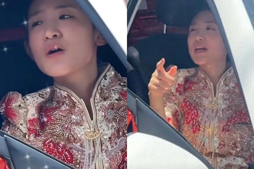 Mặc dù nhà trai và cả họ hàng bên gái khuyên nhủ, cô dâu vẫn kiên quyết không xuống xe, thậm chí còn buông lời xúc phạm. Ảnh: Sohu.