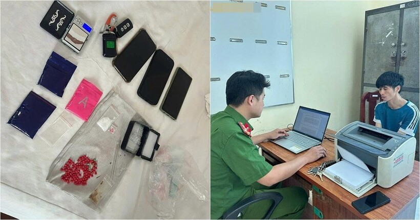 Đối tượng Lương Xuân Thành tại cơ quan công an.