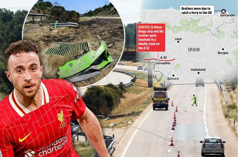 Diogo Jota và em trai ruột Andre Silva đã tử vong trong một vụ tai nạn giao thông thảm khốc xảy ra vào rạng sáng 3/7. Ảnh: Sunsport.