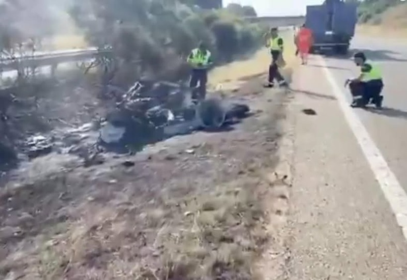 Hiện trường vụ tai nạn xe hơi của Jota. Ảnh: Haberglobal