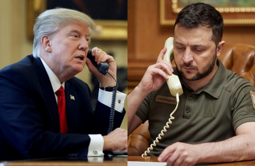 Tổng thống Ukraine Volodymyr Zelensky điện đàm với Tổng thống Mỹ Donald Trump. Ảnh: Getty