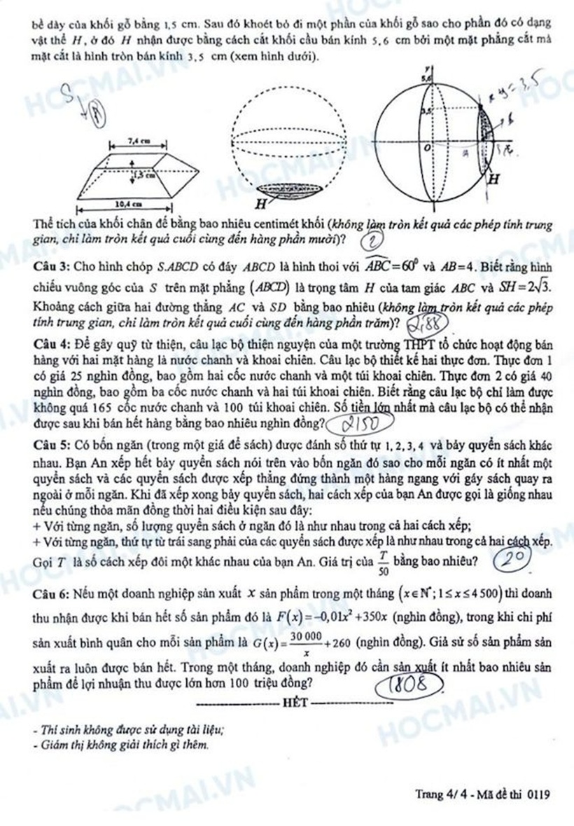 Đáp án chính thức môn Toán thi tốt nghiệp THPT năm 2025 - 5