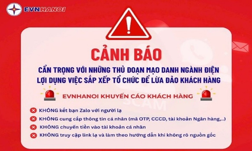 Cảnh báo hiện tượng mạo danh điện lực, lợi dụng việc sắp xếp tổ chức để lừa đảo khách hàng.