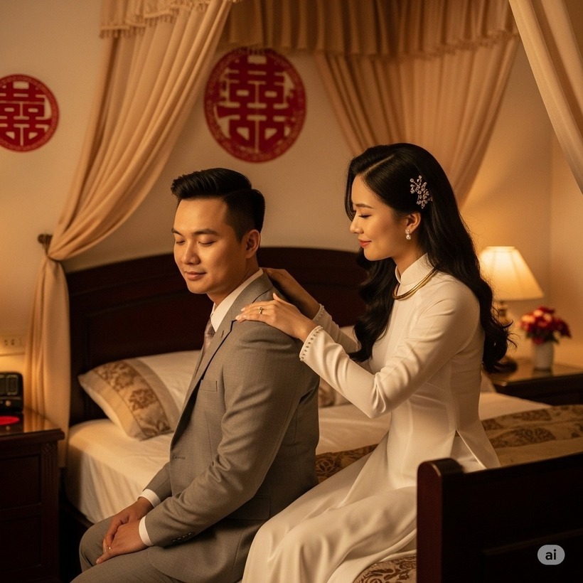 Đêm tân hôn, mẹ chồng dặn làm một việc khiến tôi phải áy náy với chồng. Ảnh minh họa: AI
