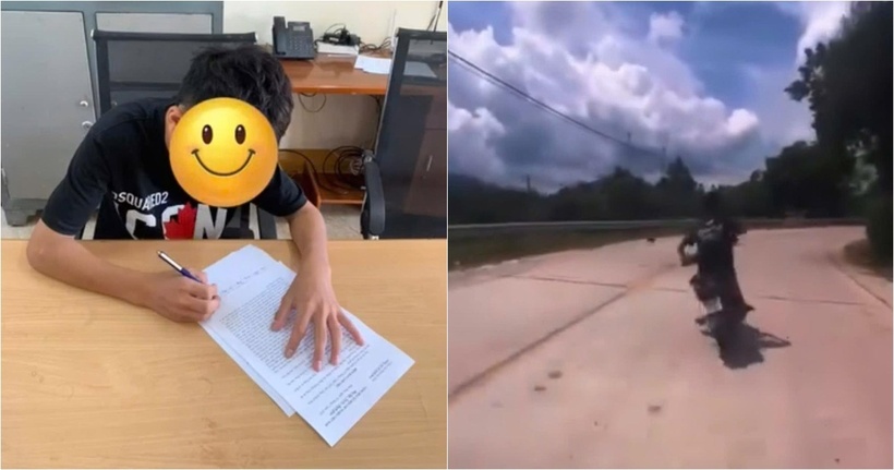 Triệu tập đối tượng "khoe chiến tích" lạng lách, đánh võng trên mạng xã hội. Ảnh: Công an tỉnh Hà Tĩnh.