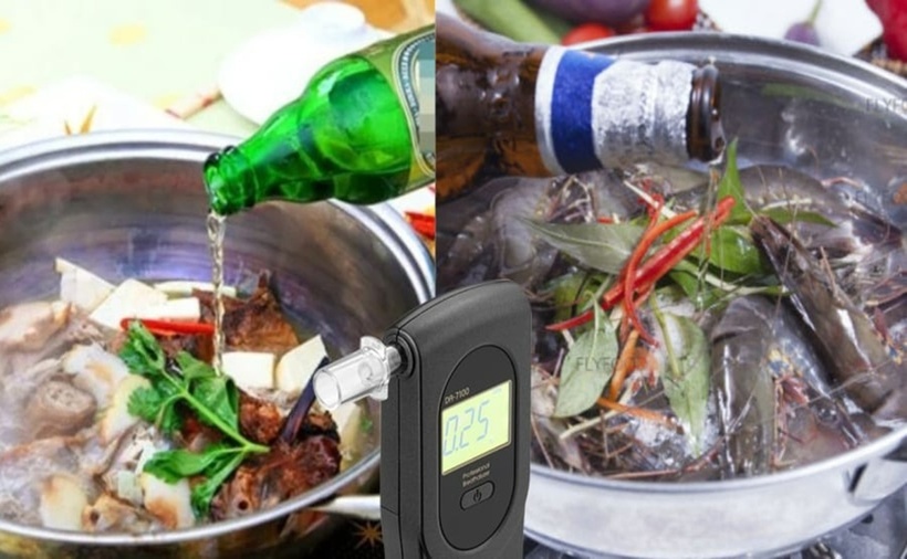 Trong đa số trường hợp, nếu món ăn được nấu chín kỹ, thời gian đủ lâu và nhiệt độ cao, phần lớn ethanol sẽ bay hơi và không gây ảnh hưởng đến kết quả kiểm tra nồng độ cồn.