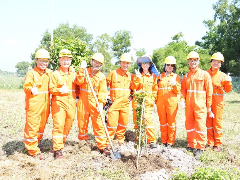 Đại diện lãnh đạo và CBCNV NCSP cùng trồng phủ xanh cảnh quan nhà máy