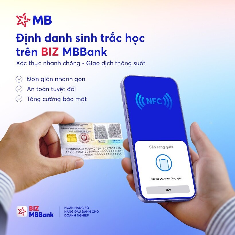 Khách hàng Doanh nghiệp có thể định danh sinh trắc học trực tuyến trên ứng dụng BIZ MBBank