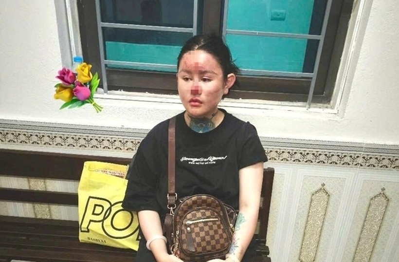 Đối tượng Ngân tại cơ quan công an. Ảnh: Báo Người lao động.