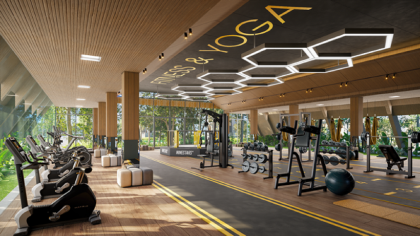 Khu tập gym và yoga hiện đại, rộng 300m2 sẽ có tại đảo Châu Âu.