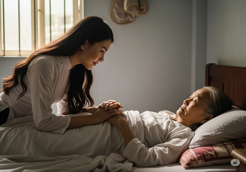 Nghỉ việc chăm mẹ chồng liệt giường 3 năm, tôi chết lặng khi nghe di chúc bà để lại. Ảnh minh họa: AI