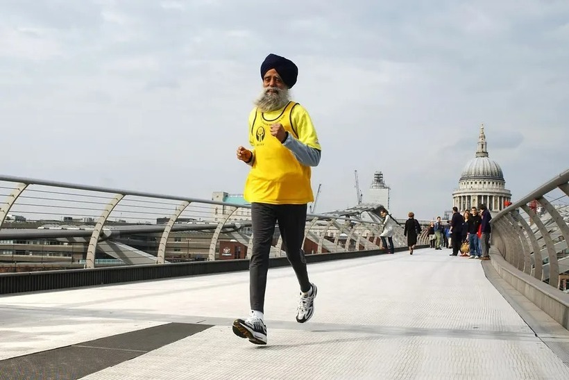 Ông Fauja Singh - huyền thoại điền kinh người Anh gốc Ấn Độ. Ảnh: PA.