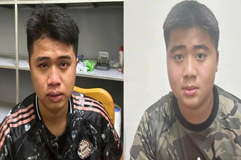 Cao Thái Sơn (bên phải) và Cao Thái Khang bị bắt giữ. (Ảnh: Cơ quan công an)