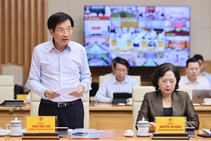 Bộ trưởng, Chủ nhiệm Văn phòng Chính phủ Trần Văn Sơn phát biểu tại hội nghị - Ảnh: VGP/Nhật Bắc