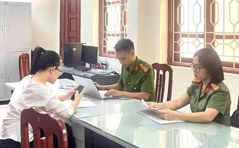 Phạm Ngọc Kim N. tại cơ quan công an. Ảnh: VOV