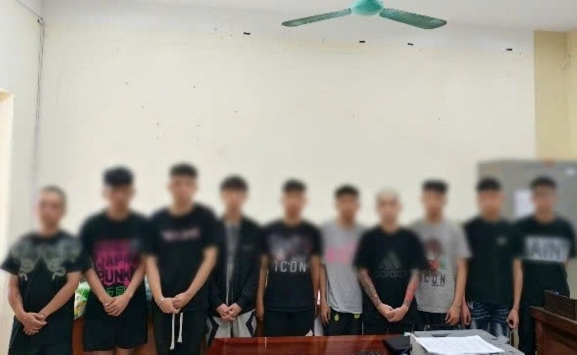 Các đối tượng liên quan đến vụ giết người và gây rối trật tự công cộng xảy ra ở xã Đan Phượng. Ảnh CACC