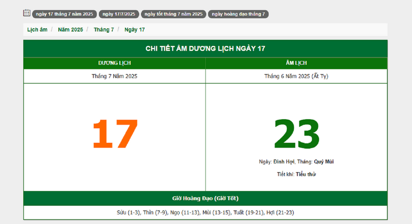 Hôm nay (17/7/2025), có phải ngày đẹp không? - 1