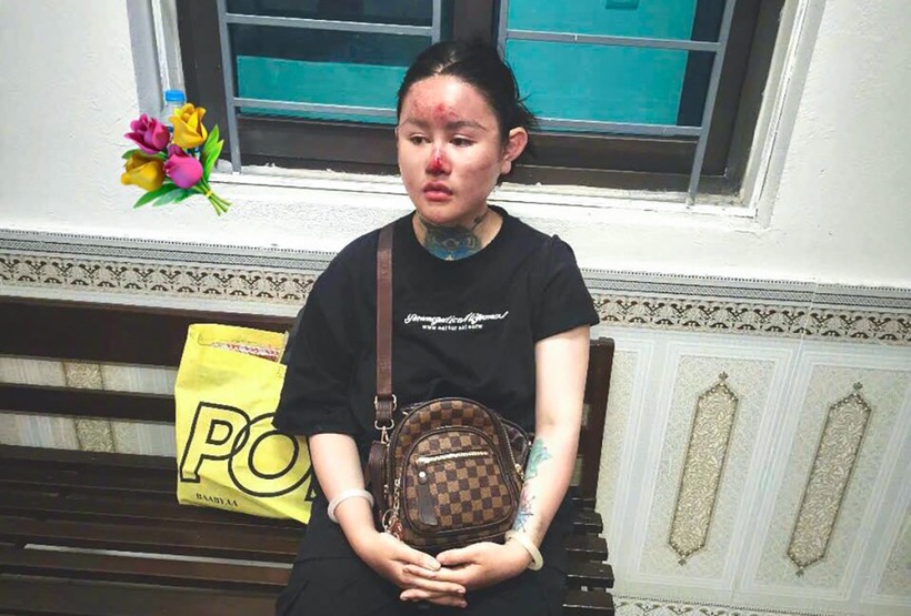 Ngân "Baby" tại cơ quan điều tra. (Ảnh: Cơ quan công an)