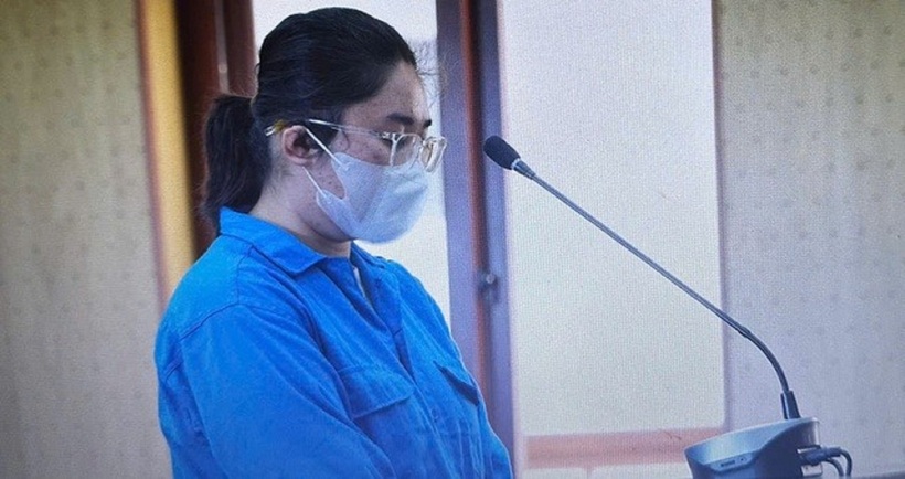 Bị cáo Ngân tại tòa.