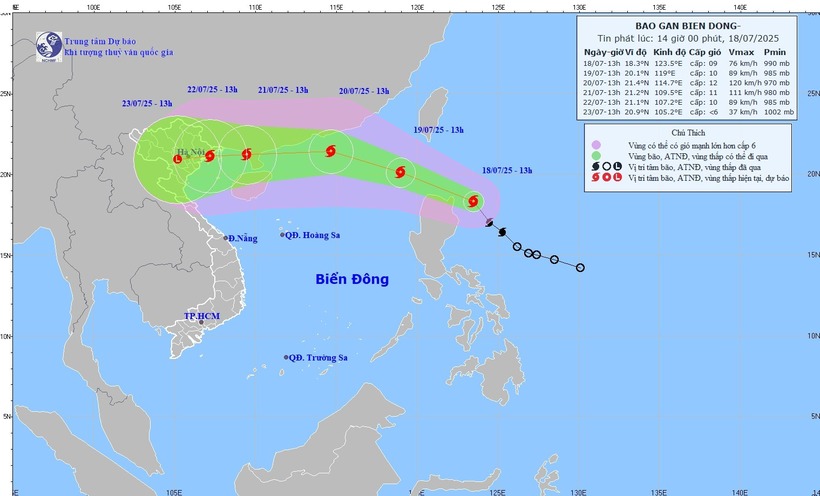 Hướng di chuyển của cơn bão Wipha