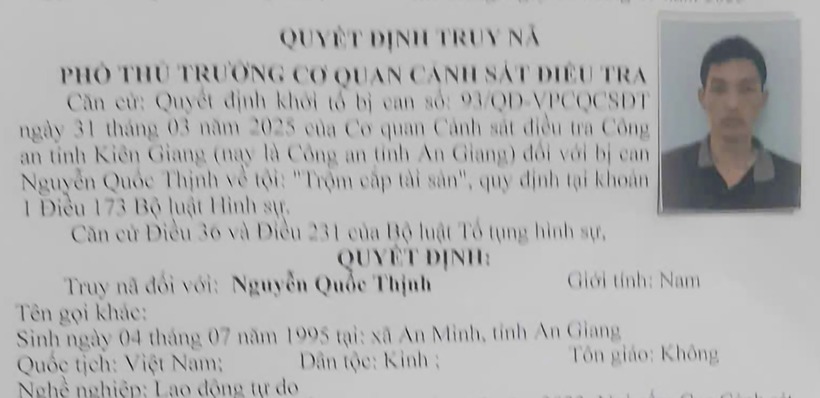 Truy nã đối tượng trộm 17kg khô mực ở An Giang. Ảnh: Vietnamnet.