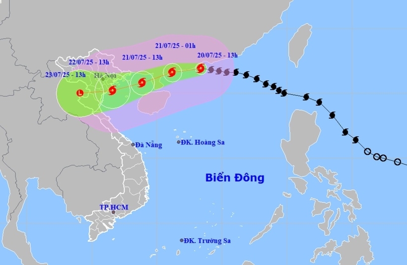 Bão Wipha đang tiến gần hơn vùng biển và đất liền nước ta. Ảnh: Dân trí
