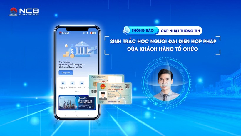 Khách hàng doanh nghiệp có thể thực hiện đối chiếu sinh trắc học ngay trên ứng dụng NCB iziMobiz