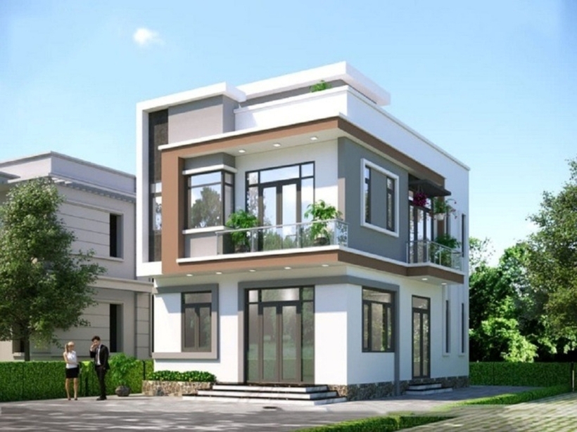 Kiến trúc sư đã tận dụng mọi lợi thế của khuôn viên để thiết kế nên một ngôi nhà vuông 2 tầng 2 mặt tiền với nét đẹp khỏe khoắn, ấn tượng.