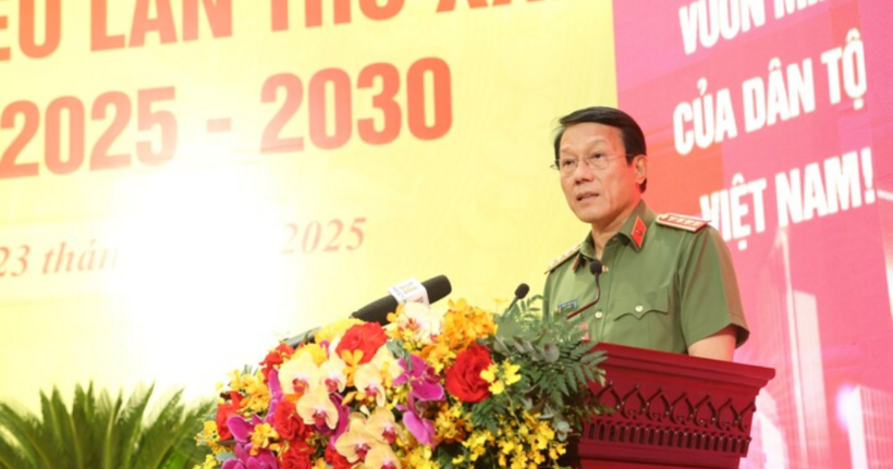 Đại tướng Lương Tam Quang phát biểu tại Đại hội. (Ảnh: Công an Hà Nội).