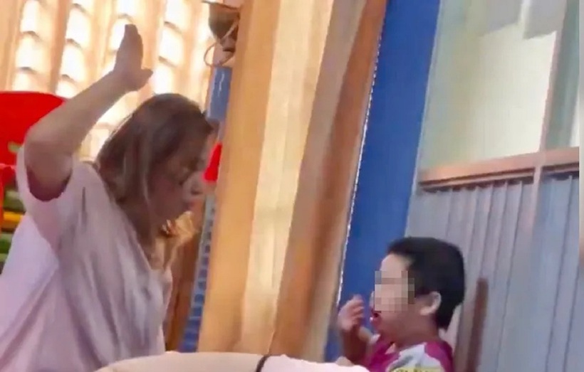 Hình ảnh về clip bạo hành trẻ em tại lớp mẫu giáo ở TP.HCM lan truyền mạng xã hội. Ảnh: PLO