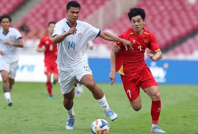Các bàn thắng của Đình Bắc và Xuân Bắc đã giúp U23 Việt Nam đánh bại U23 Philippines 2-1, qua đó lần thứ ba liên tiếp giành quyền vào chung kết U23 Đông Nam Á. Ảnh: 24h