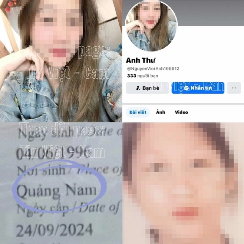 Hình ảnh và tài khoản Facebook "Anh Thư" mà trang "Tin Việt - Cam" đăng tải kêu gọi góp tiền. Ảnh: Tuổi Trẻ