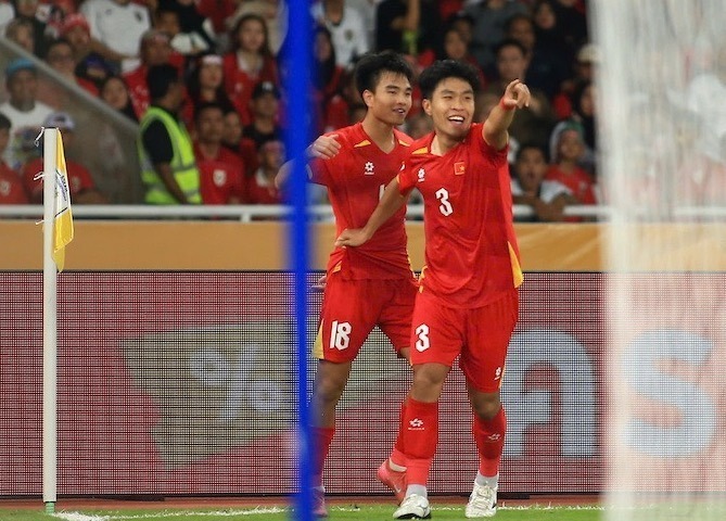 U23 Việt Nam có bàn thắng ngay trong hiệp 1 trận đấu. Ảnh: Báo Lao Động.