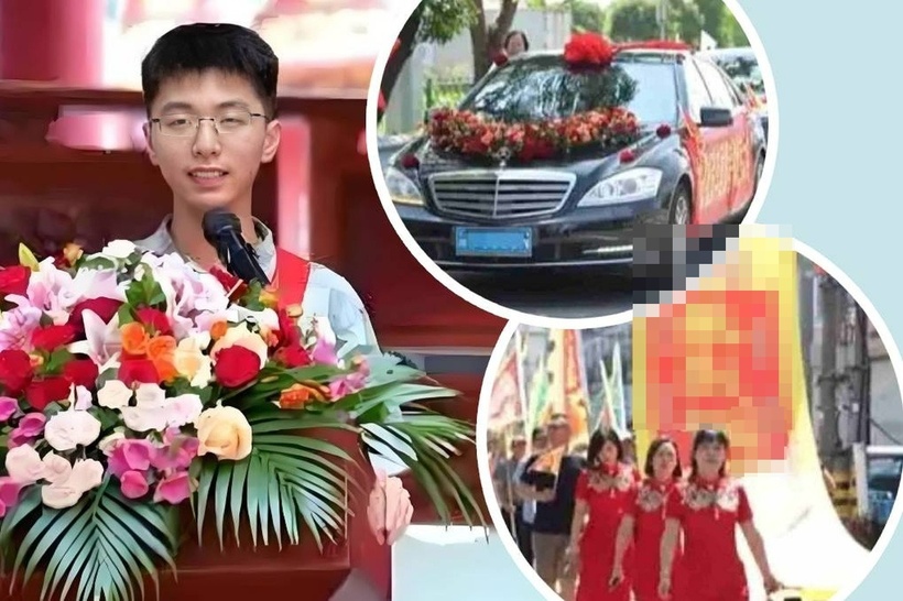 Dòng họ Li ở Ôn Châu (Trung Quốc) đã tổ chức lễ vinh danh long trọng dành cho nam sinh Li Guoyao, sự kiện thu hút sự chú ý lớn. Ảnh: SCMP